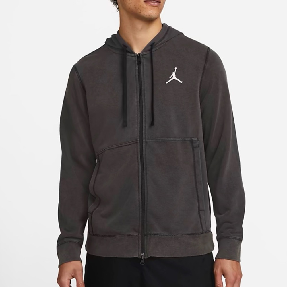 Nike Jordan Dri-Fit Air Men's Fleece Full Zip Hoodie Sweatshirt Black White